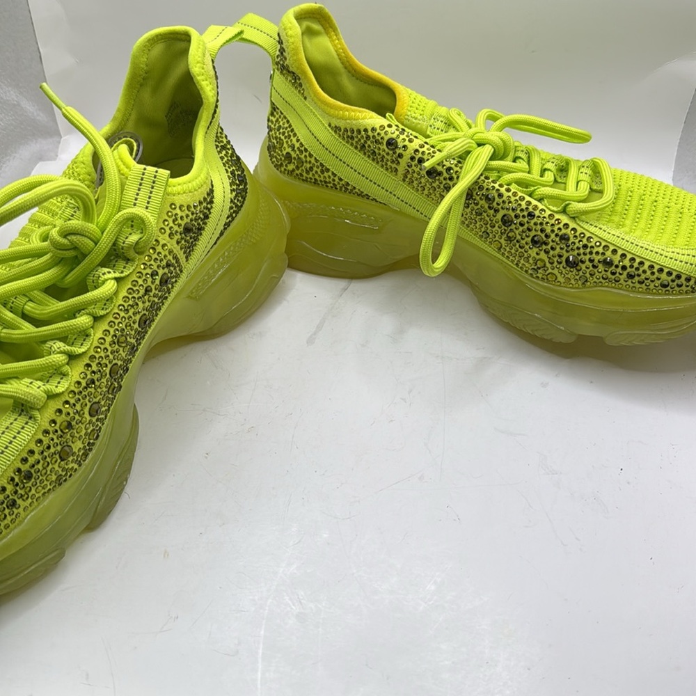 Steve Madden Maxima Athletic Shoes Sneakers Yellow Green Bedazzled Jewel Women 9 - Picture 12 of 14
